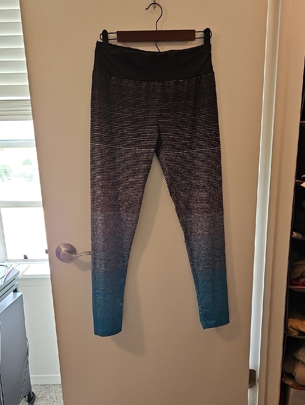 SHEIN Black, Light Gray, and Blue Active Leggings